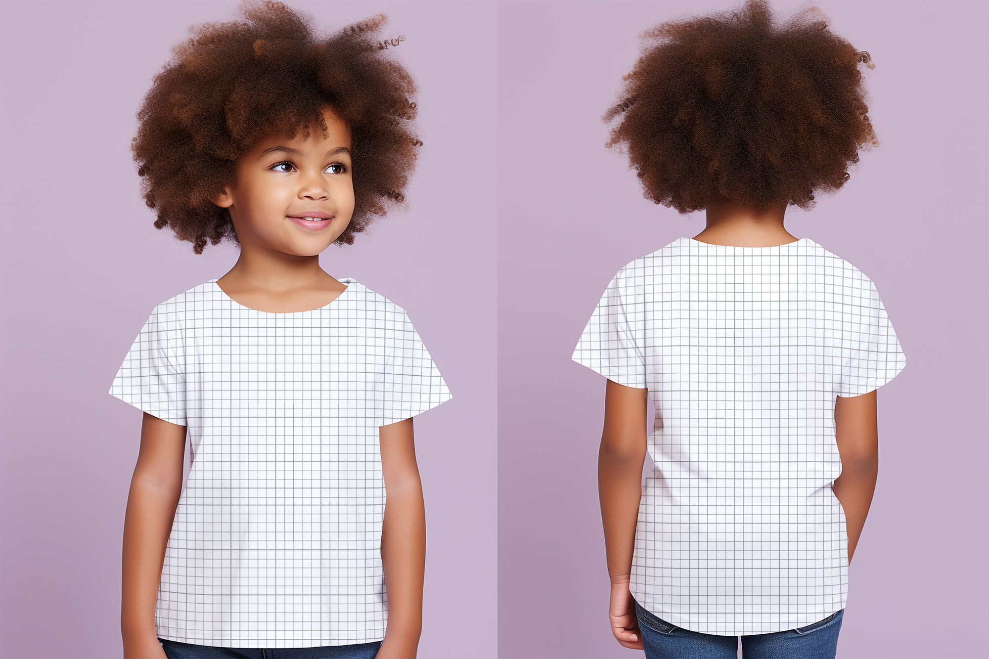 African baby wearing t-shirt mockup front and back view grid