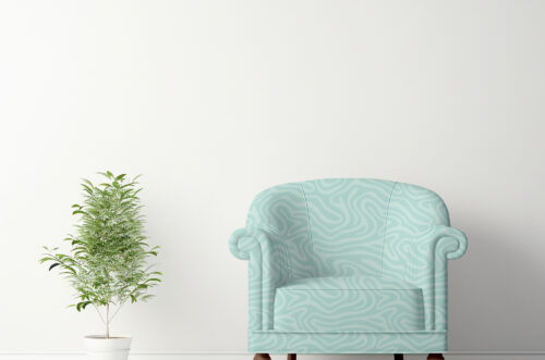 Arm chair mockup with plant-