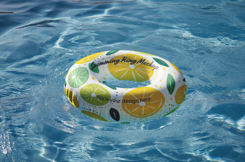 Close-up swimming tube mockup in pool-