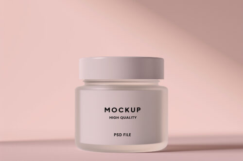 Frosted cosmetic jar mockup-