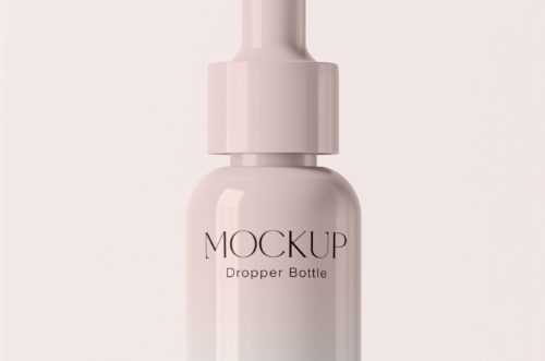 Glossy dropper bottle mockup