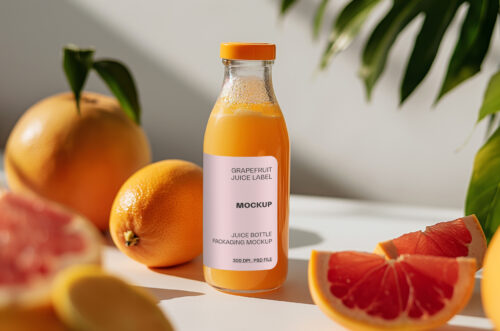 Grapefruit juice bottle mockup