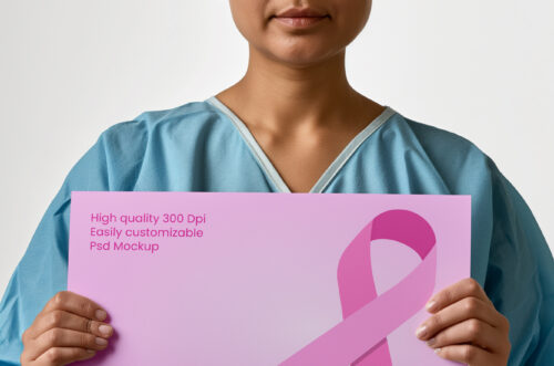 Indian cancer patient holding cancer poster-