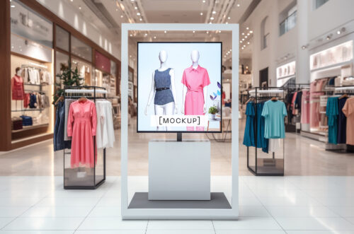 Retail digital signage mockup in store-