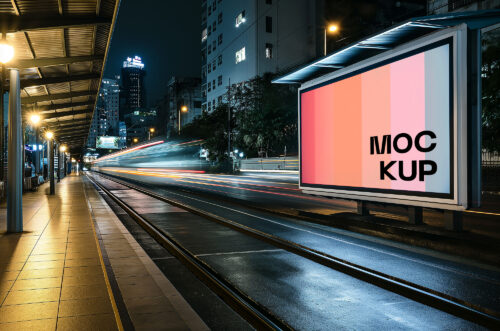 Station billboard mockup-