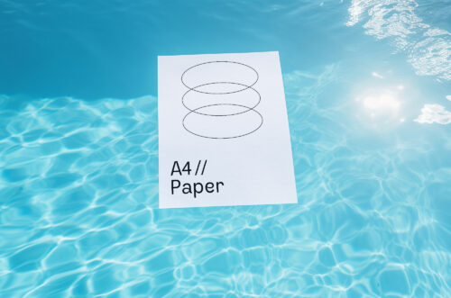 Free Download A4 paper mockup floating on water