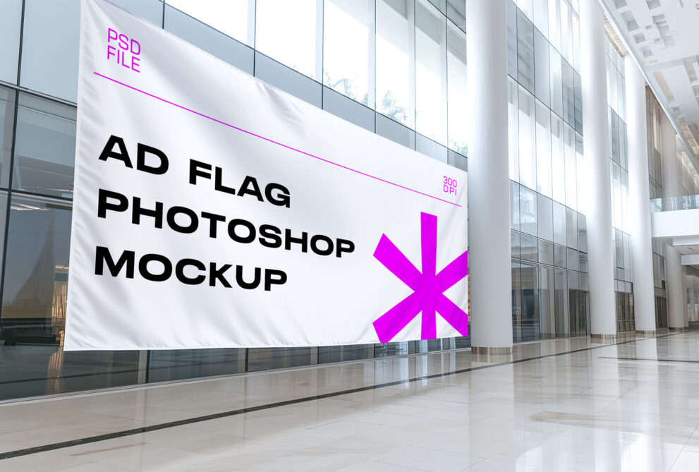 Free Download AD flag banner hd mockup template