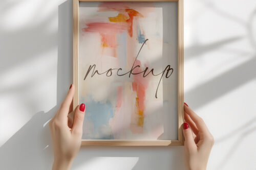Free Download Aesthetic photo frame in hand mockup-