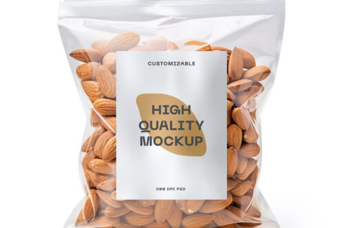 Free Download Almond plastic transparent pouch hd mockup