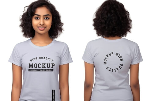 Free Download Bangladeshi lady t-shirt mockup