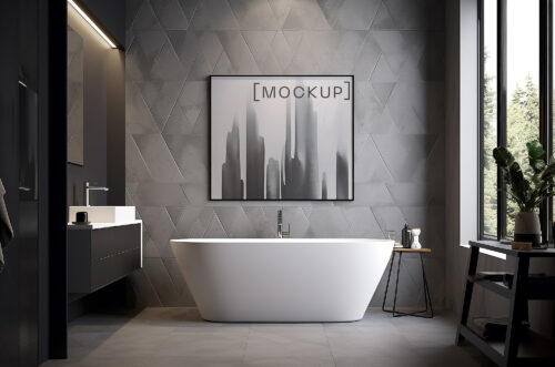 Free Download Bathroom Frame Mockup PSD