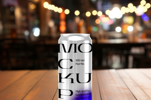 Free Download Beer can photoshop PSD mockup