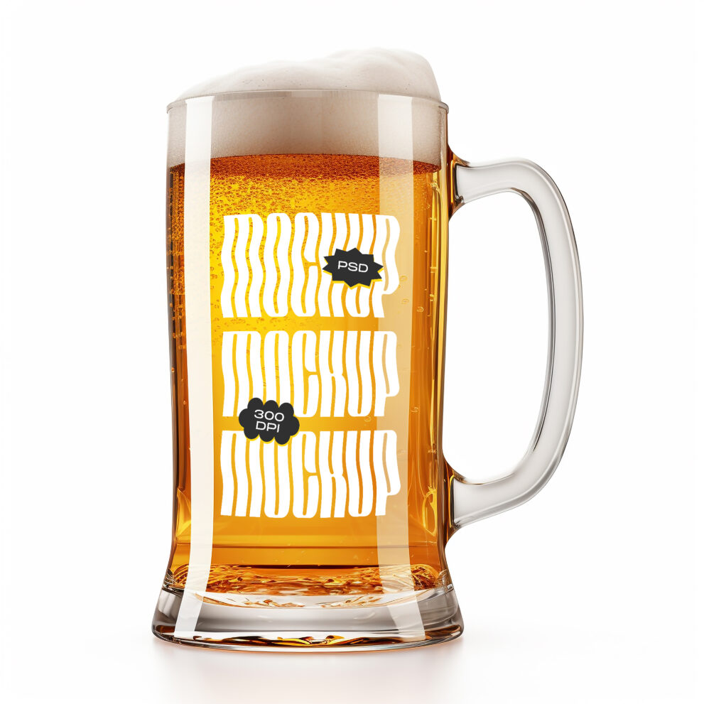 Free Download Beer glass mug design mockup
