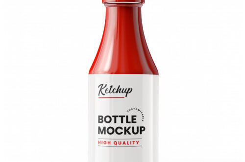 Free Download Best ketchup bottle label mockup