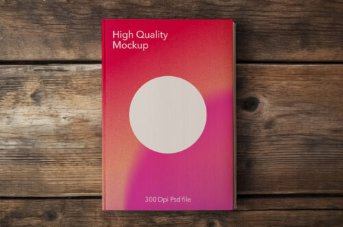Free Download Book PSD mockup on wooden table