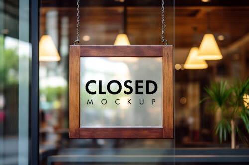 Free Download Cafe open closed sign PSD mockup
