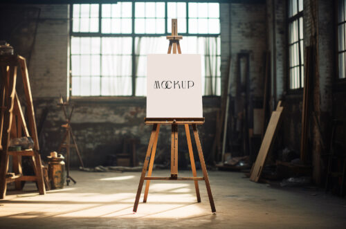 Free Download Canvas On Easel showcase mockup