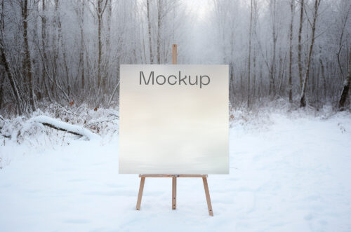 Free Download Canvas mockup in snow