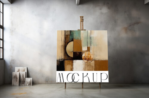 Free Download Canvas on easel isolated template