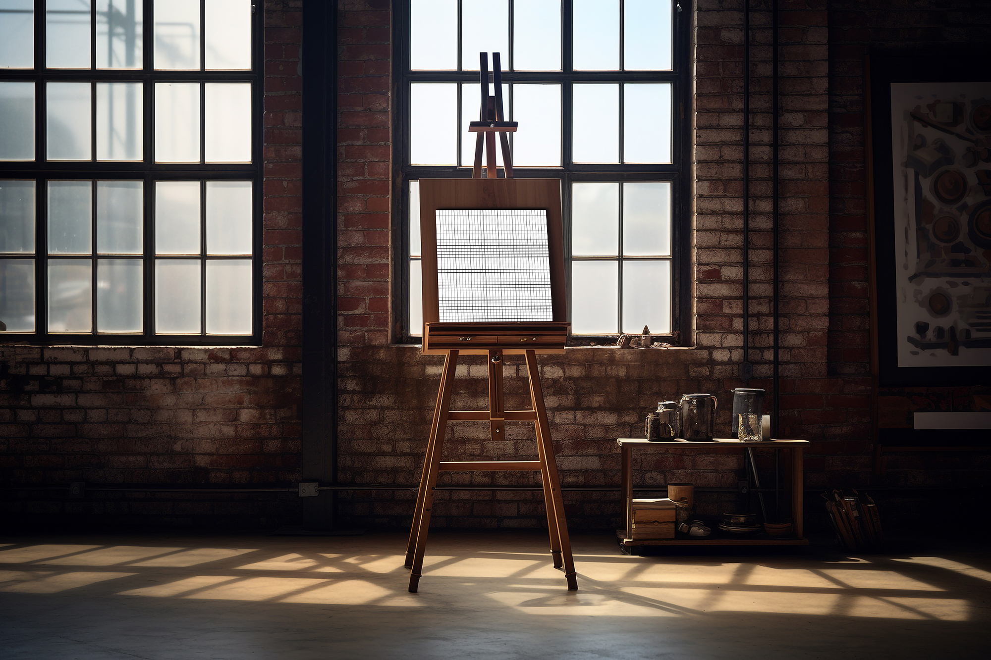 Canvas template on easel