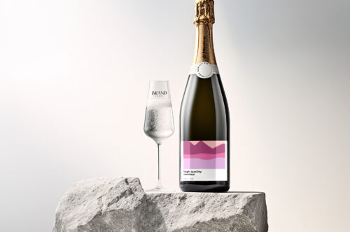 Free Download Champagne Bottle & glass Mockup