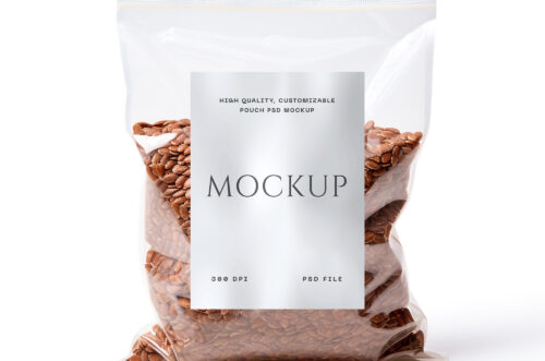 Free Download Chia seed plastic pouch mockup