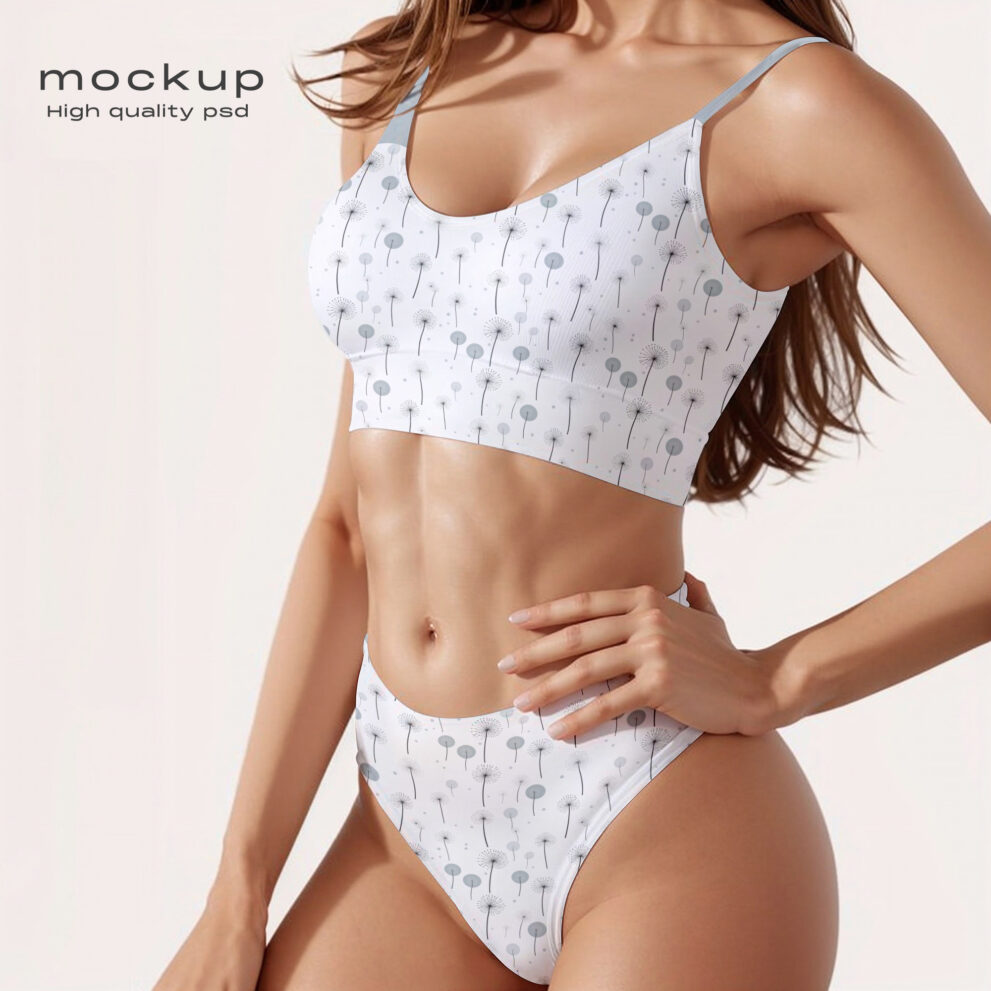 Free Download Close-up thin women wearing lingerie set mockup-