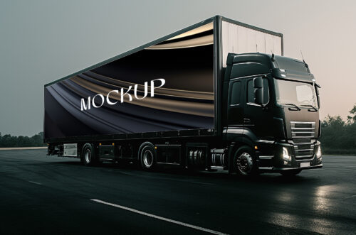 Free Download Container Truck PSD Mockup