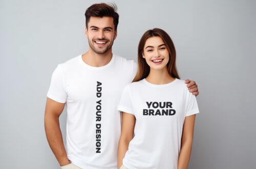 Free Download Couple t-shirt design PSD mockup