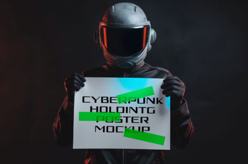 Free Download Cyberpunk paper mockup