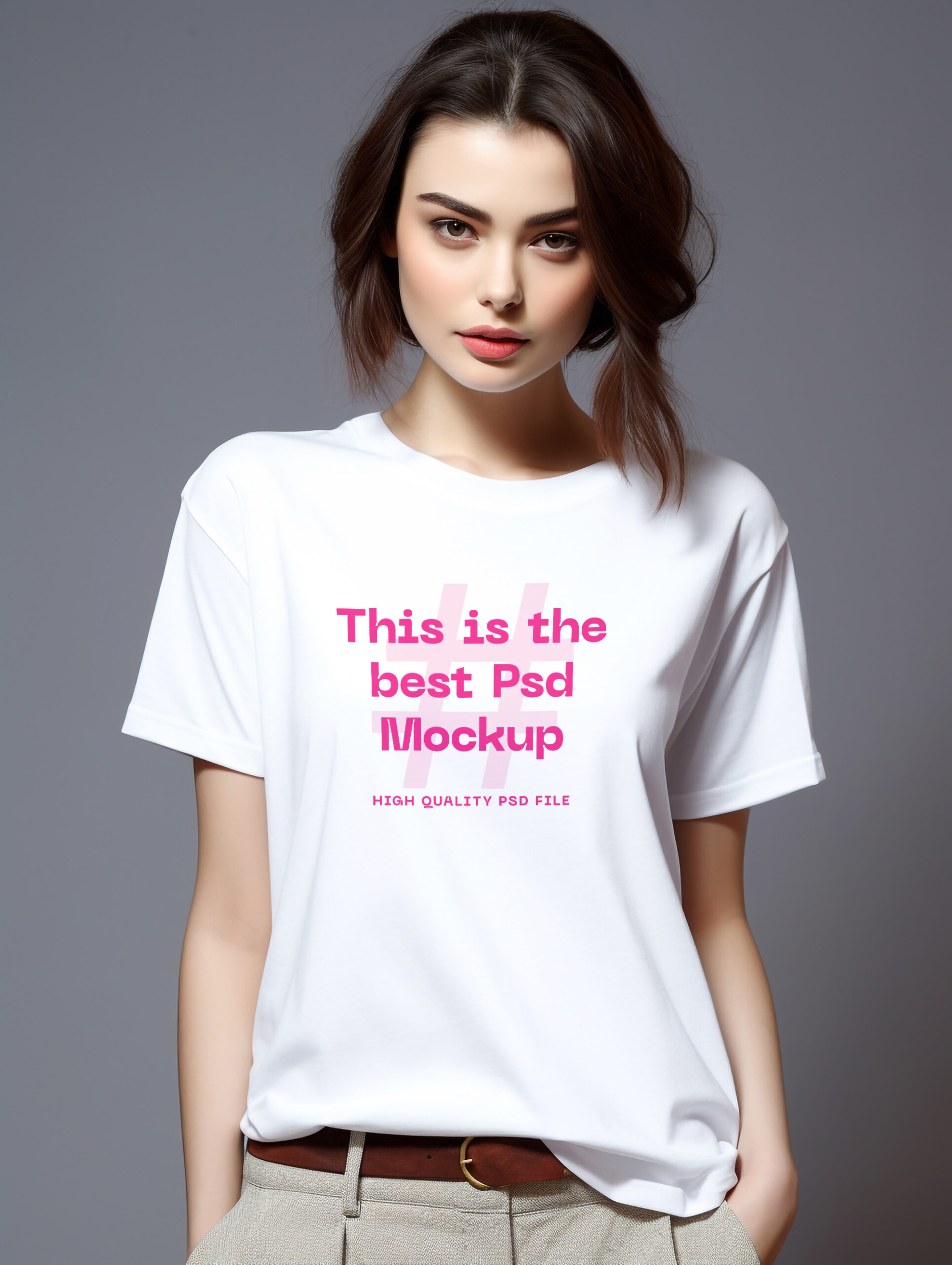 Free Download Female front view t-shirt template