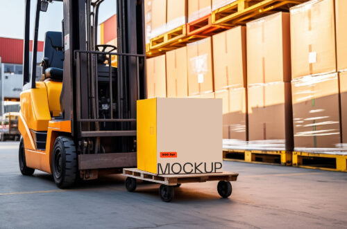 Free Download Forklift truck box mockup