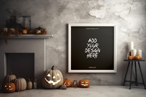 Free Download Halloween photo frame design mockup
