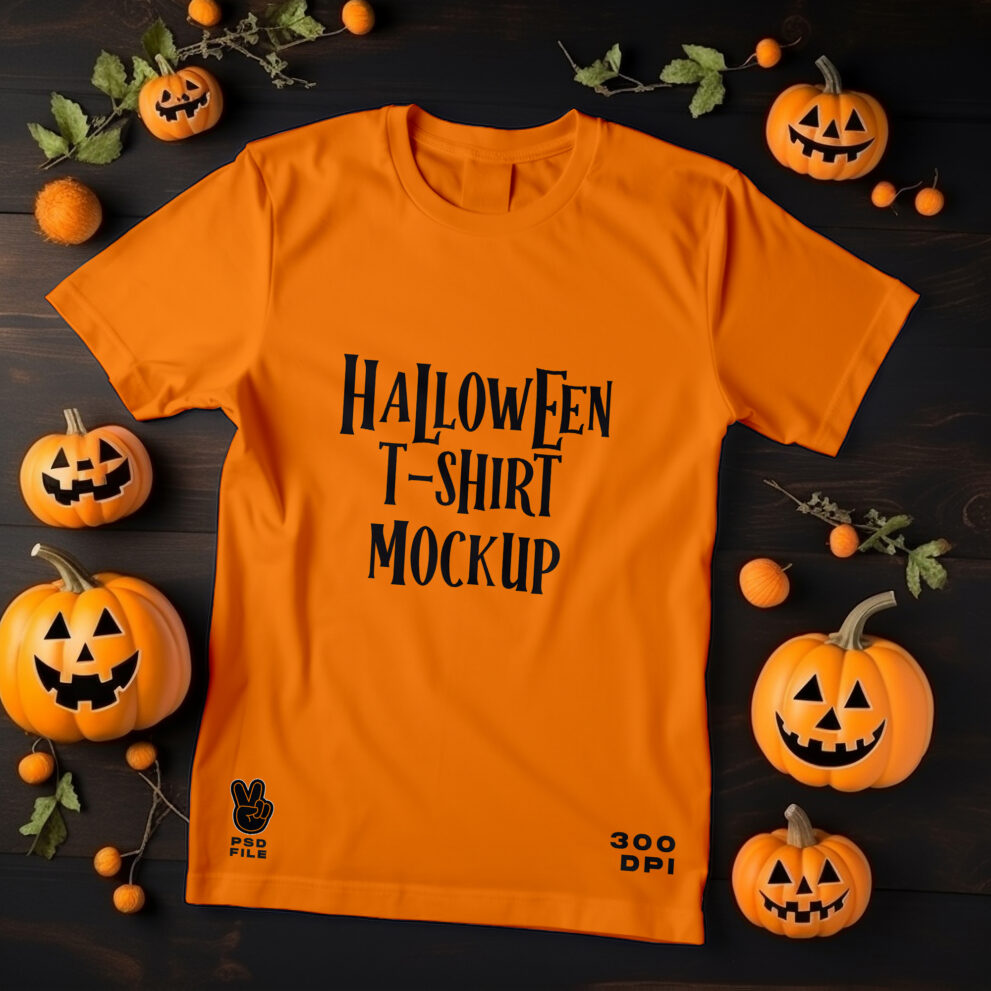 Free Download Halloween photoshop t-shirt PSD mockup
