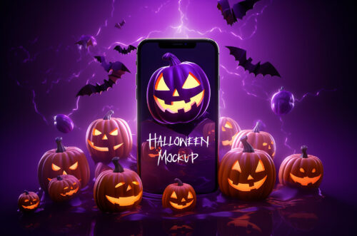 Free Download Halloween smartphone PSD mockup