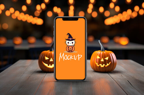 Free Download Halloween smartphone mockup PSD