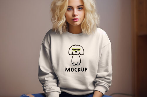 Free Download High quality woman sweatshirt mockup
