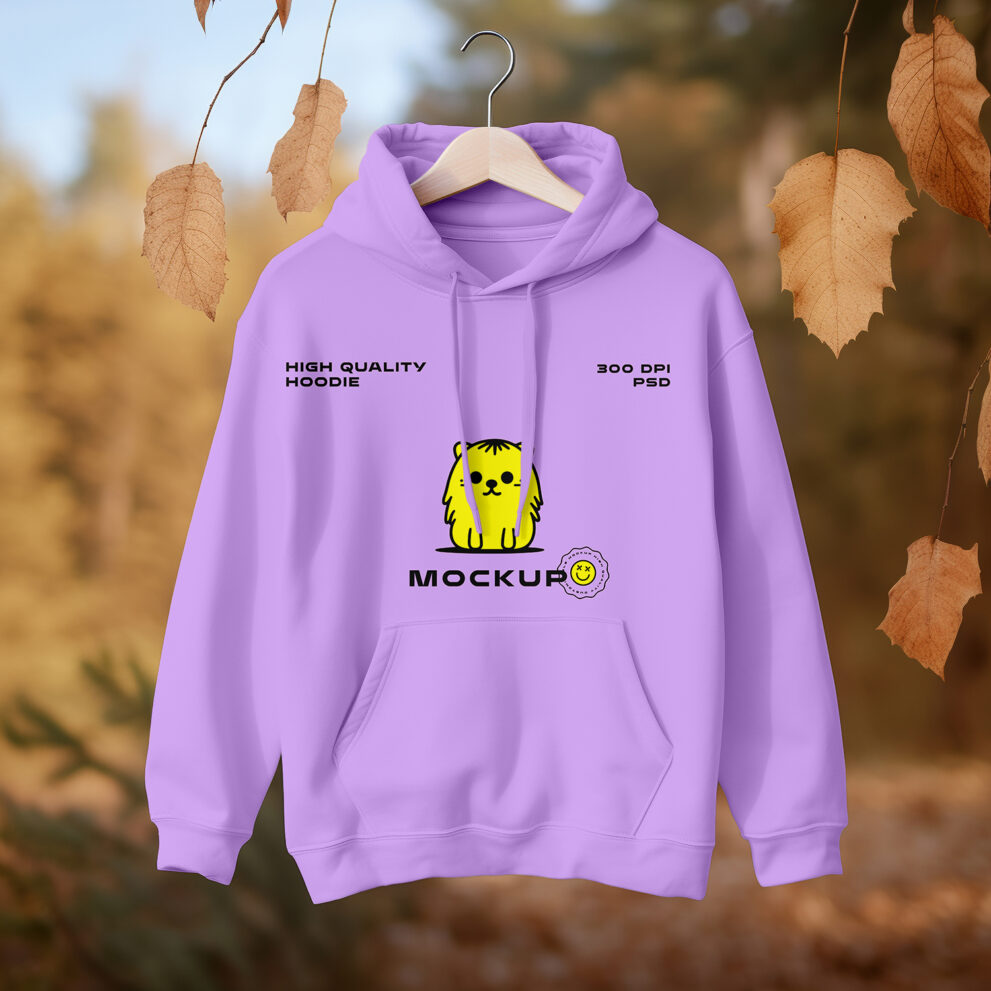 Free Download Hoodie mockup design autumn background-