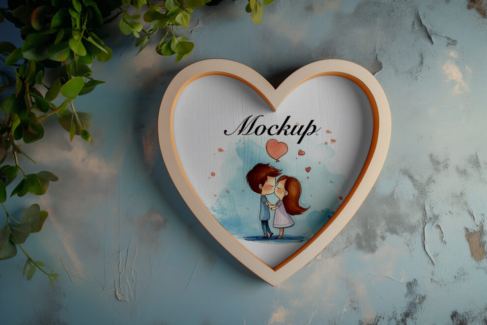Free Download Love frame PSD mockup top view