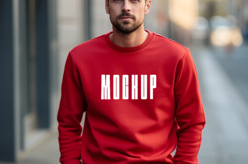 Free Download Male sweatshirt PSD mockup template-