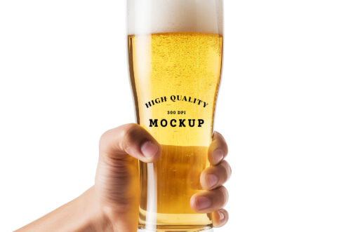 Free Download Man holding beer glass hd mockup