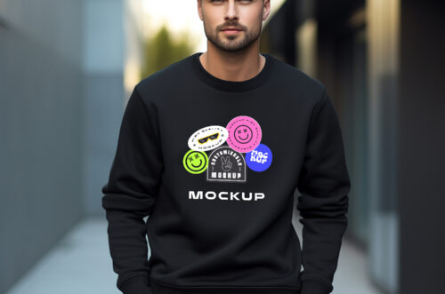 Free Download Man sweatshirt PSD Design mockup-