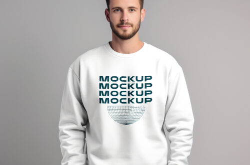 Free Download Man sweatshirt mockup template-