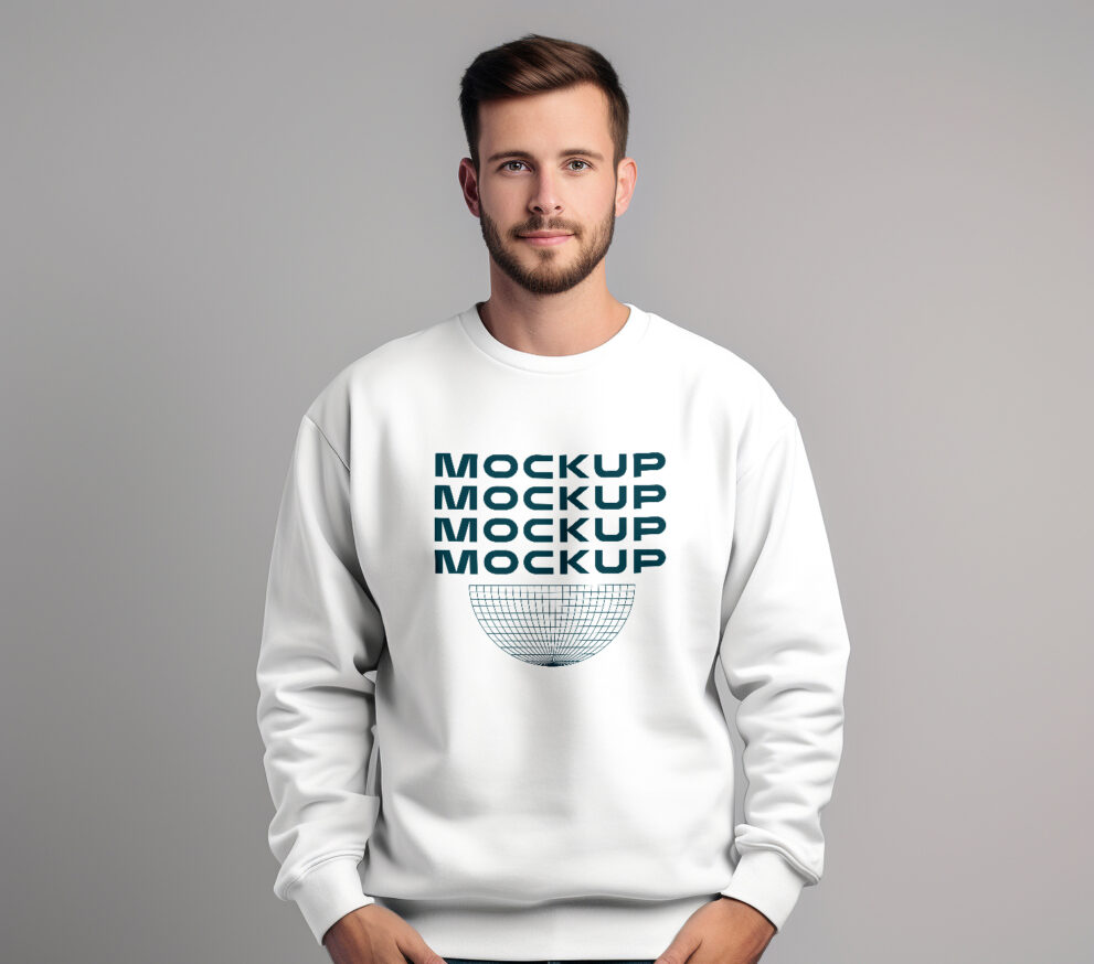 Free Download Man sweatshirt mockup template-