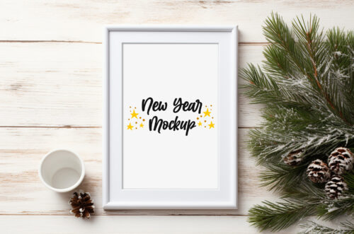 Free Download New year frame PSD mockup-
