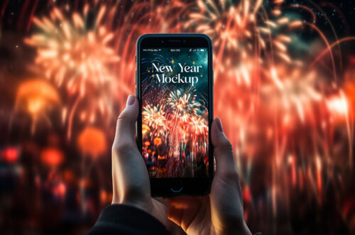 Free Download New year phone hd mockup template