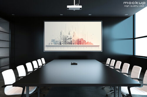 Free Download Office projector screen mockup