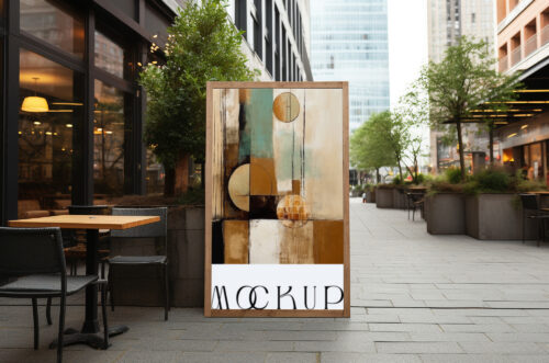 Free Download Outdoor restaurant menu stand board mockup