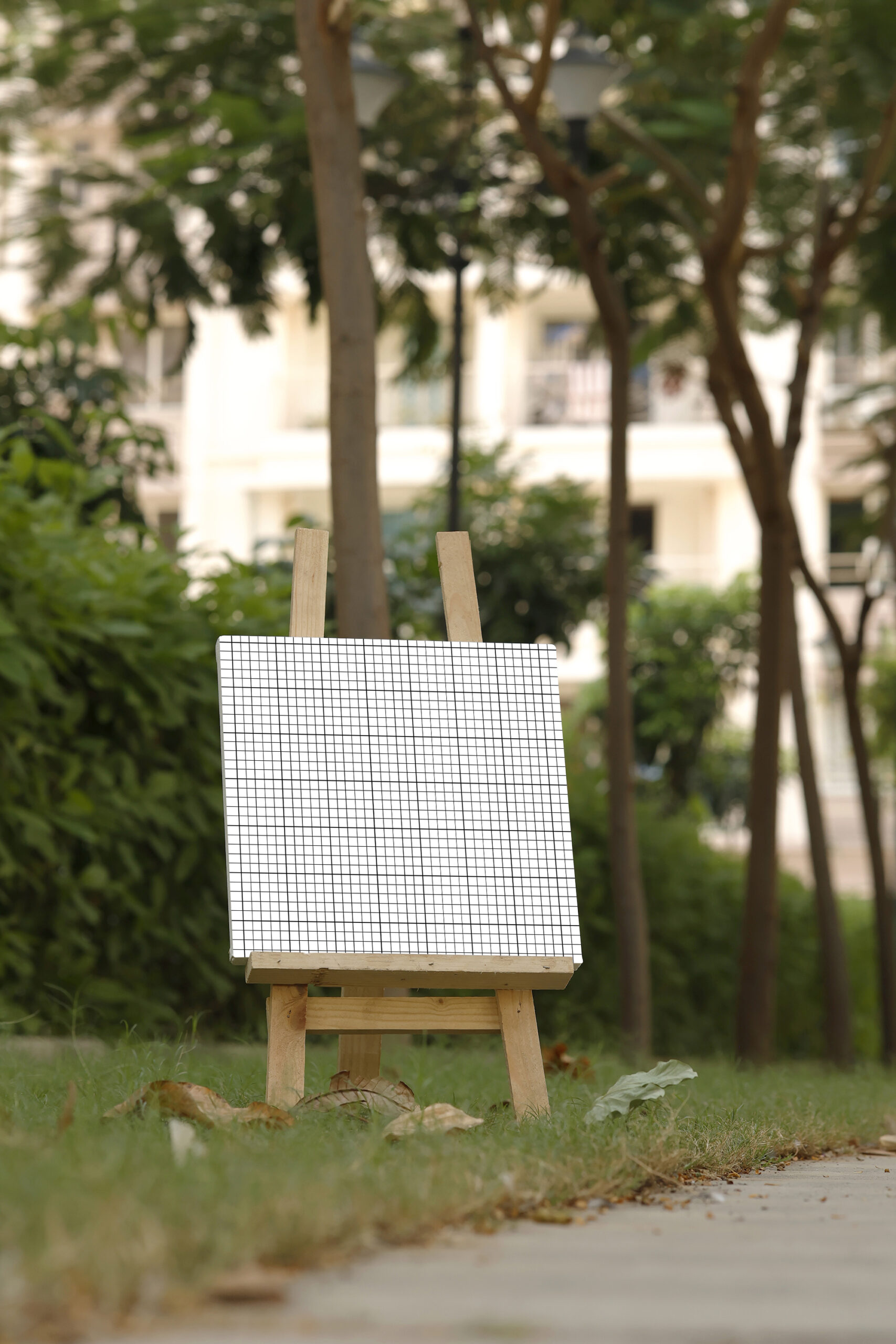 Free Download Outdoor square canvas mockup on easel