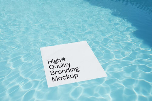 Free Download Paper design mockup floating in pool
